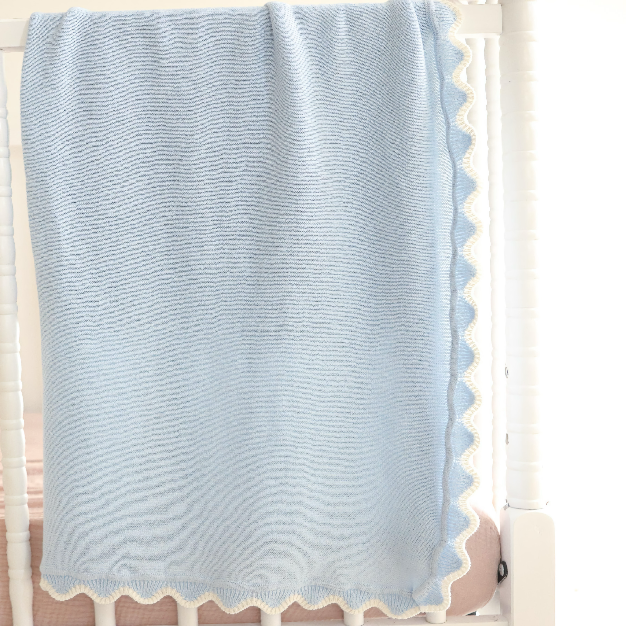 Alashan Finley Scallop Knit Baby Blanket - Rain
