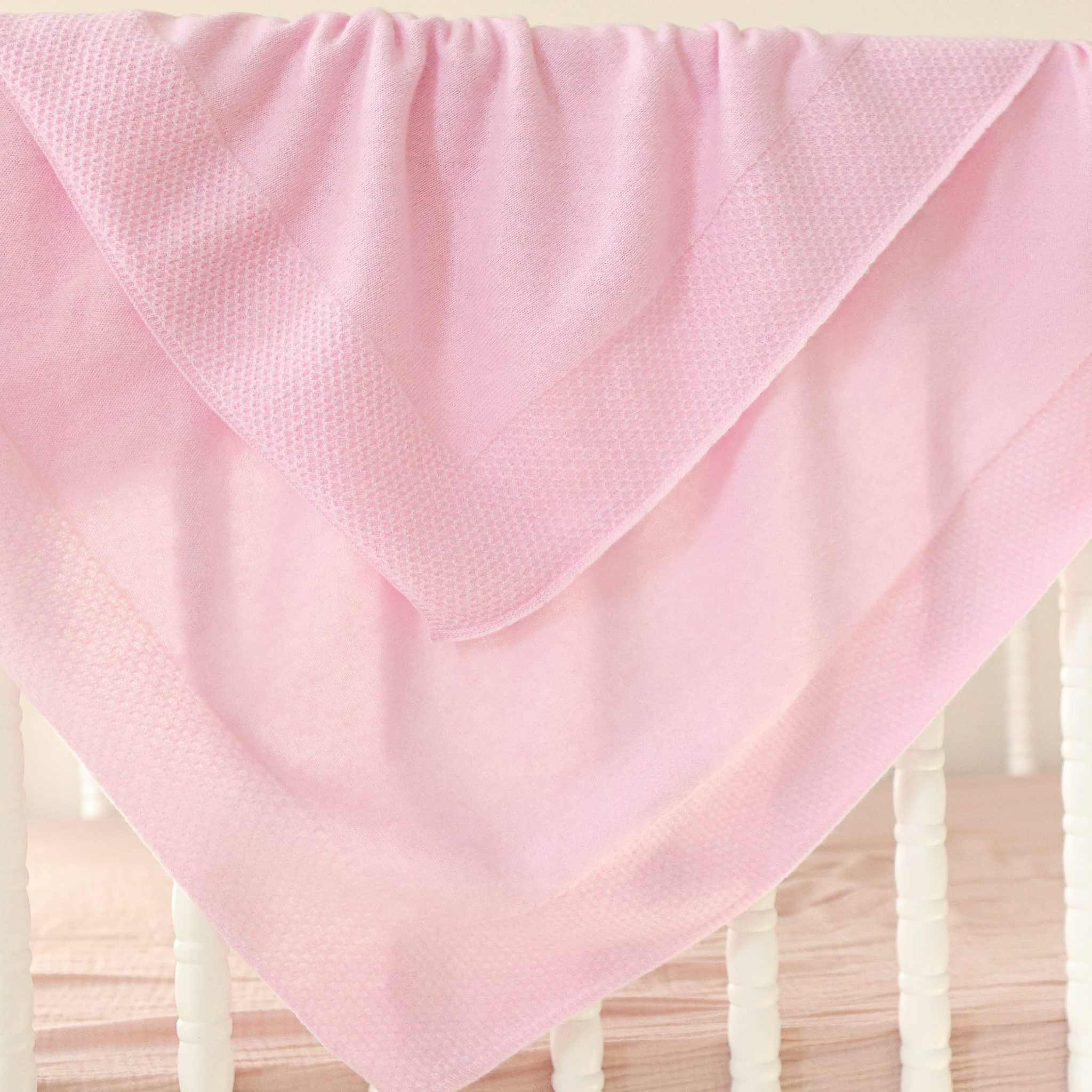 Alashan Hayden Honeycomb Edge Knit Baby Blanket - Beach Pink