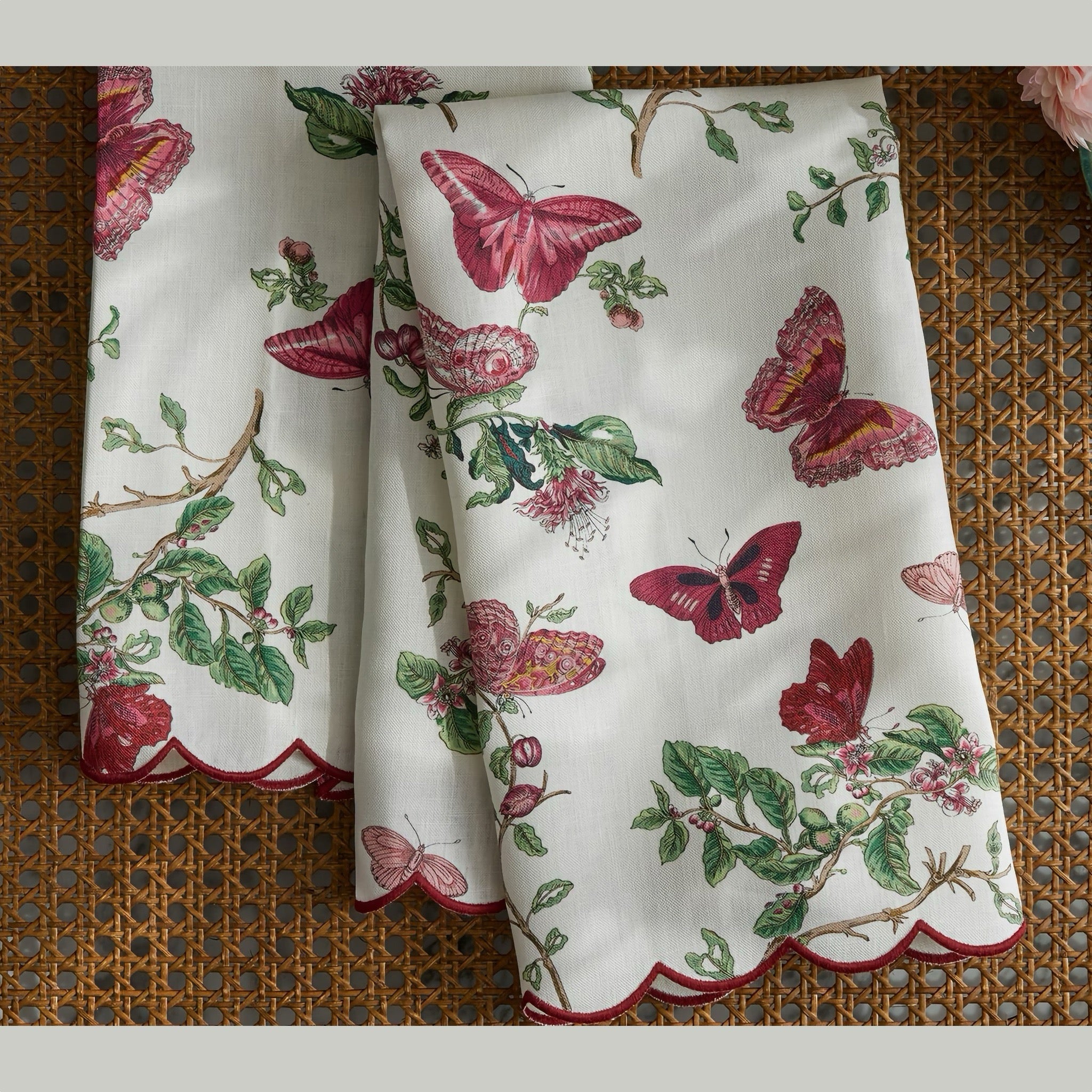 Matouk Baudin Butterfly Guest Towels - Ruby