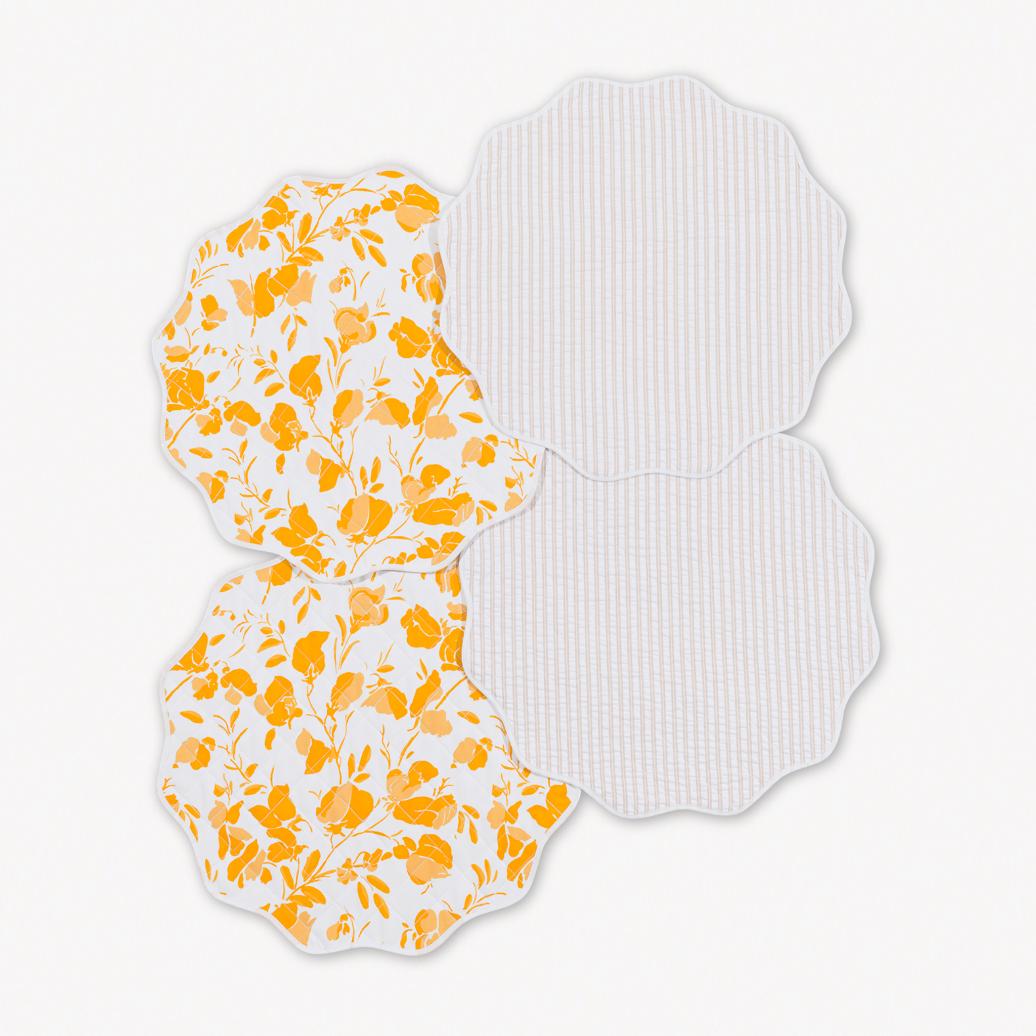 Matouk Reversible Placemat Collection - Alexandra Goldenrod/Matteo Natural