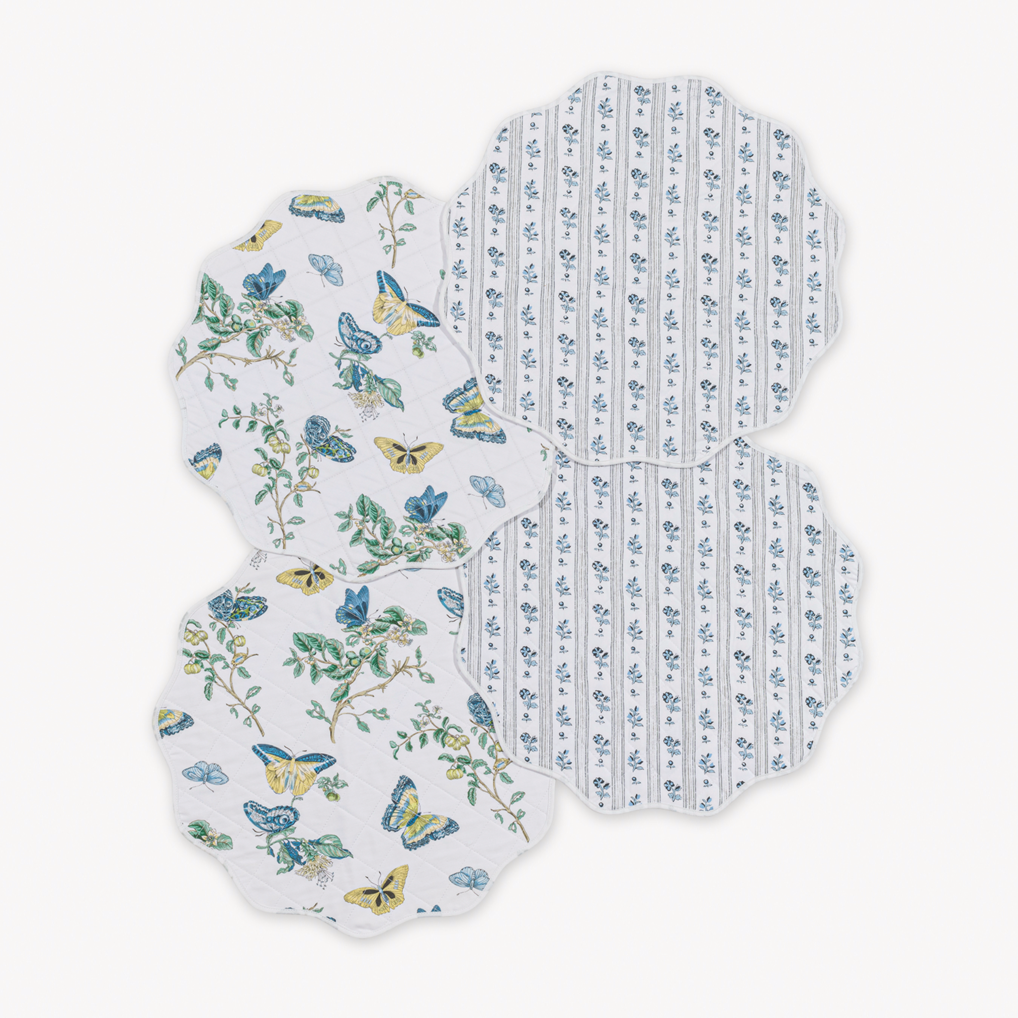 Matouk Reversible Placemat Collection - Baudin Butterfly Prussian Blue/Cabanon Blue