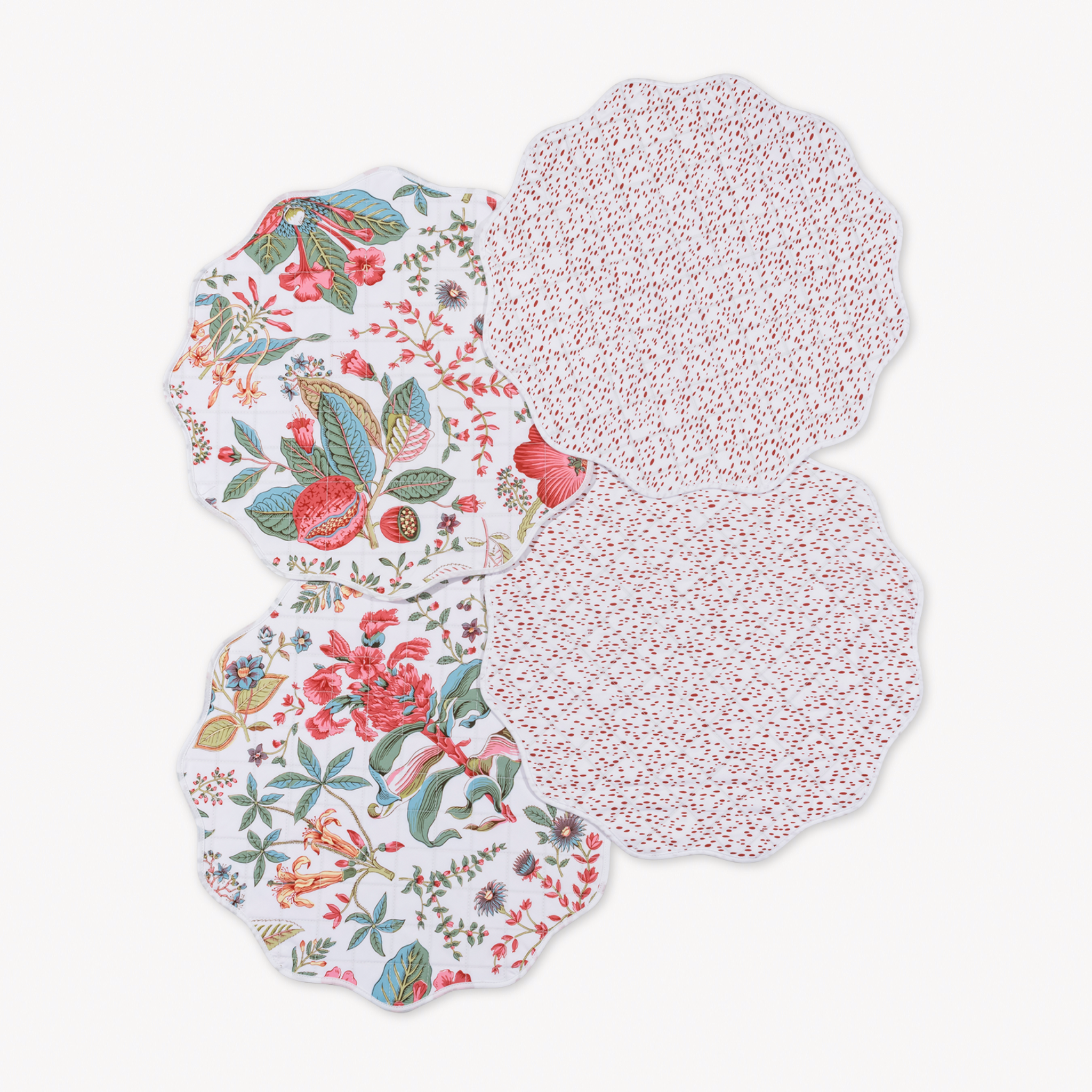 Matouk Reversible Placemat Collection - Pomegranate Pink Coral/Celine Redberry