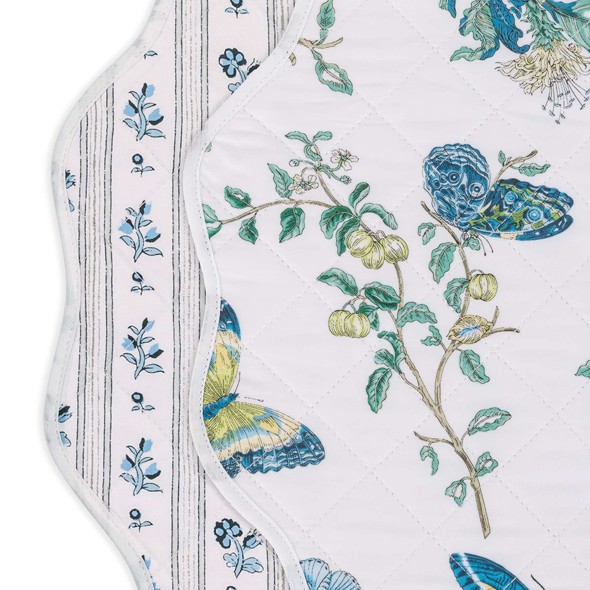 Matouk Reversible Placemat Collection - Baudin Butterfly Prussian Blue/Cabanon Blue
