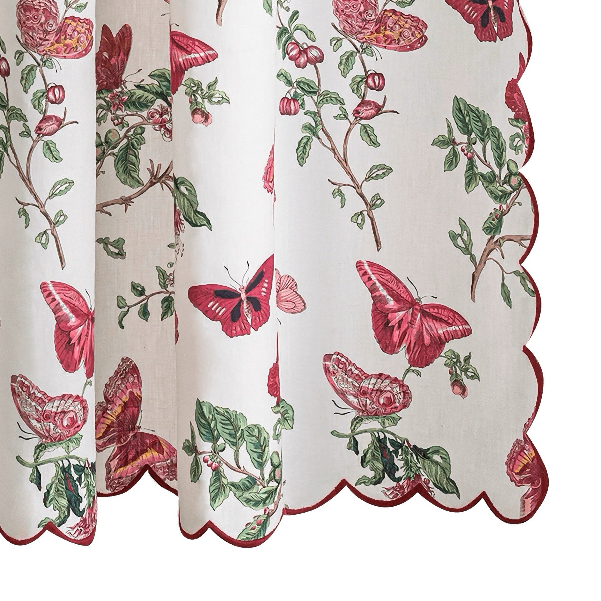 Matouk Schumacher Baudin Butterfly Linen Shower Curtain - Ruby