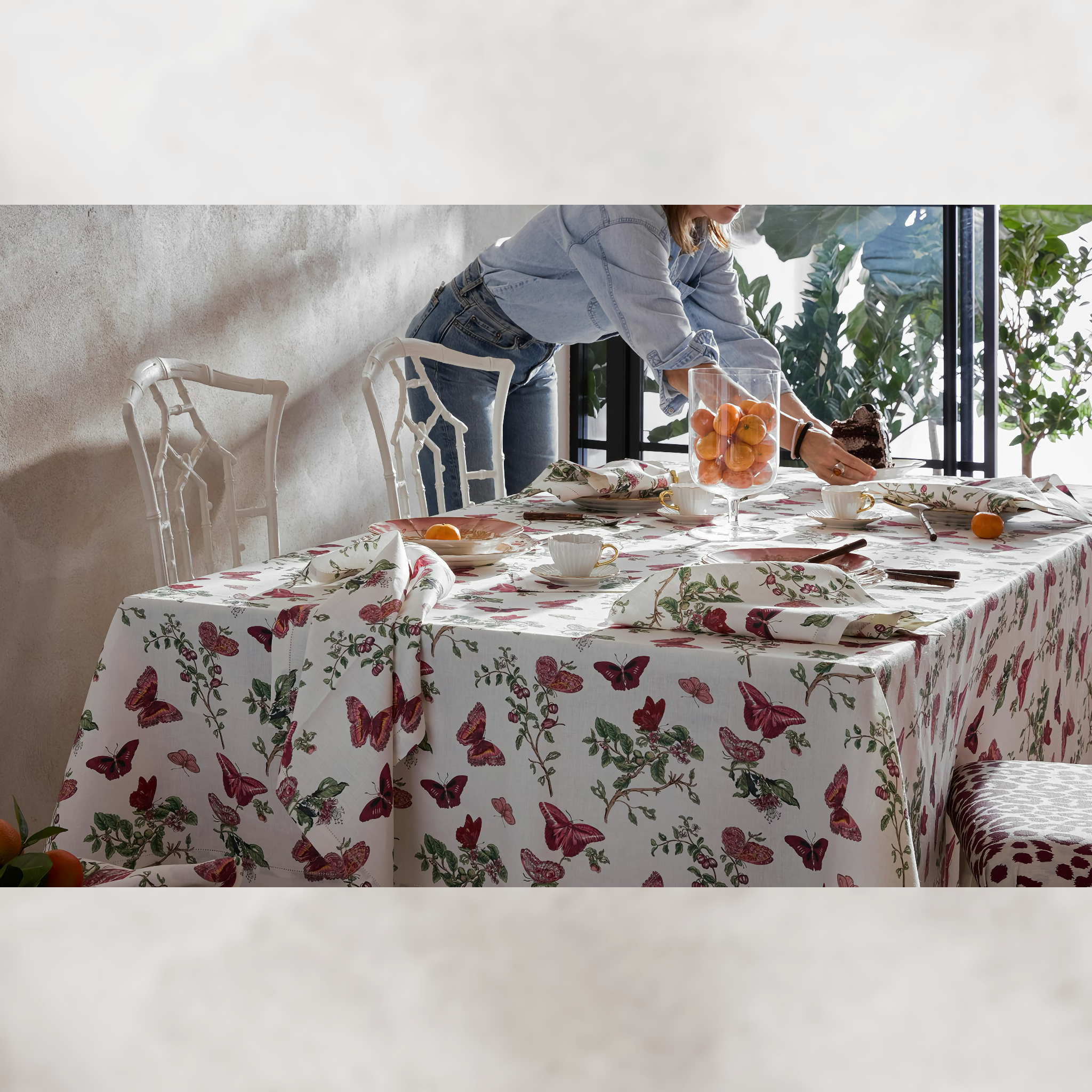 Matouk Schumacher Baudin Butterfly Table Linens - Ruby