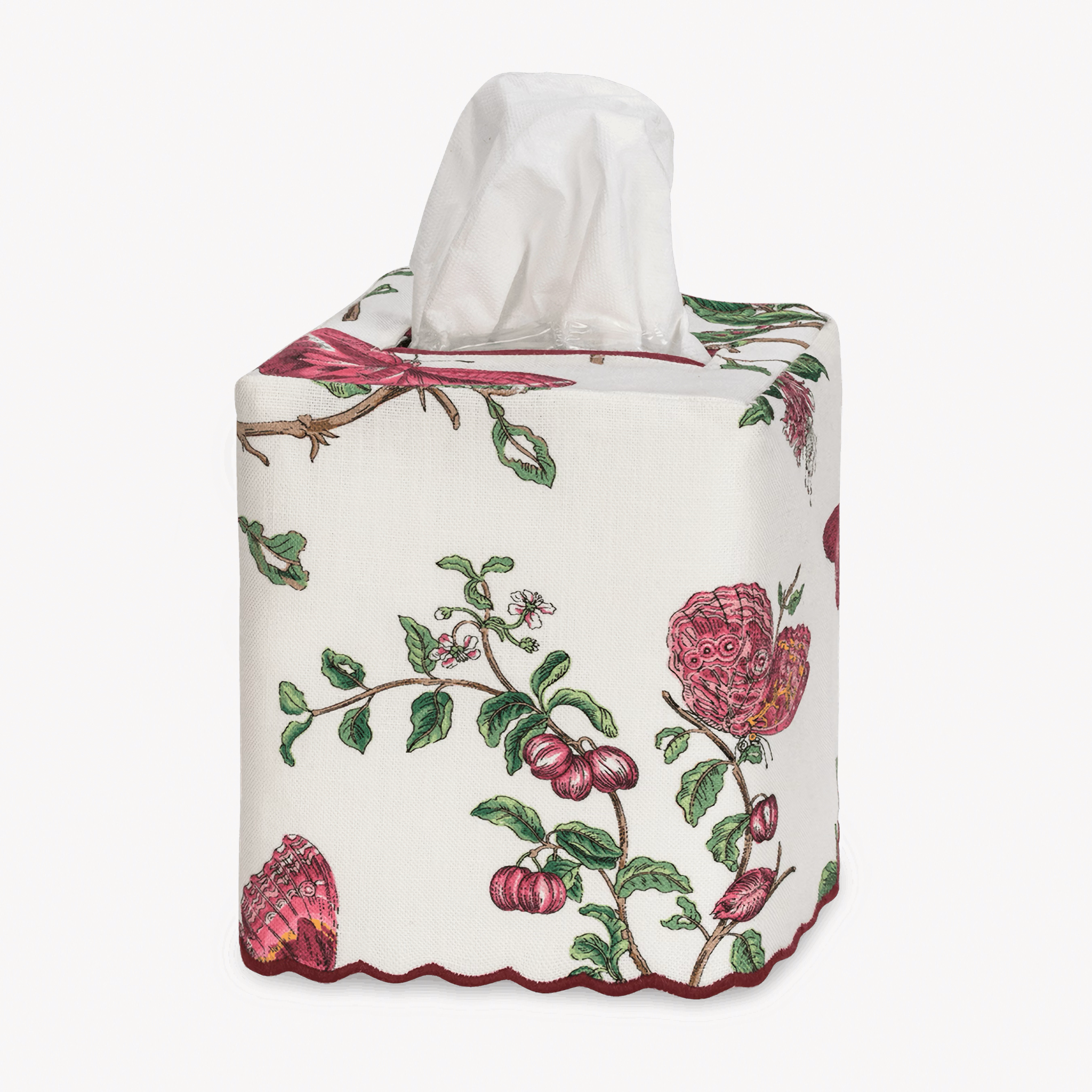 Matouk Schumacher Baudin Butterfly Tissue Box Cover - Ruby