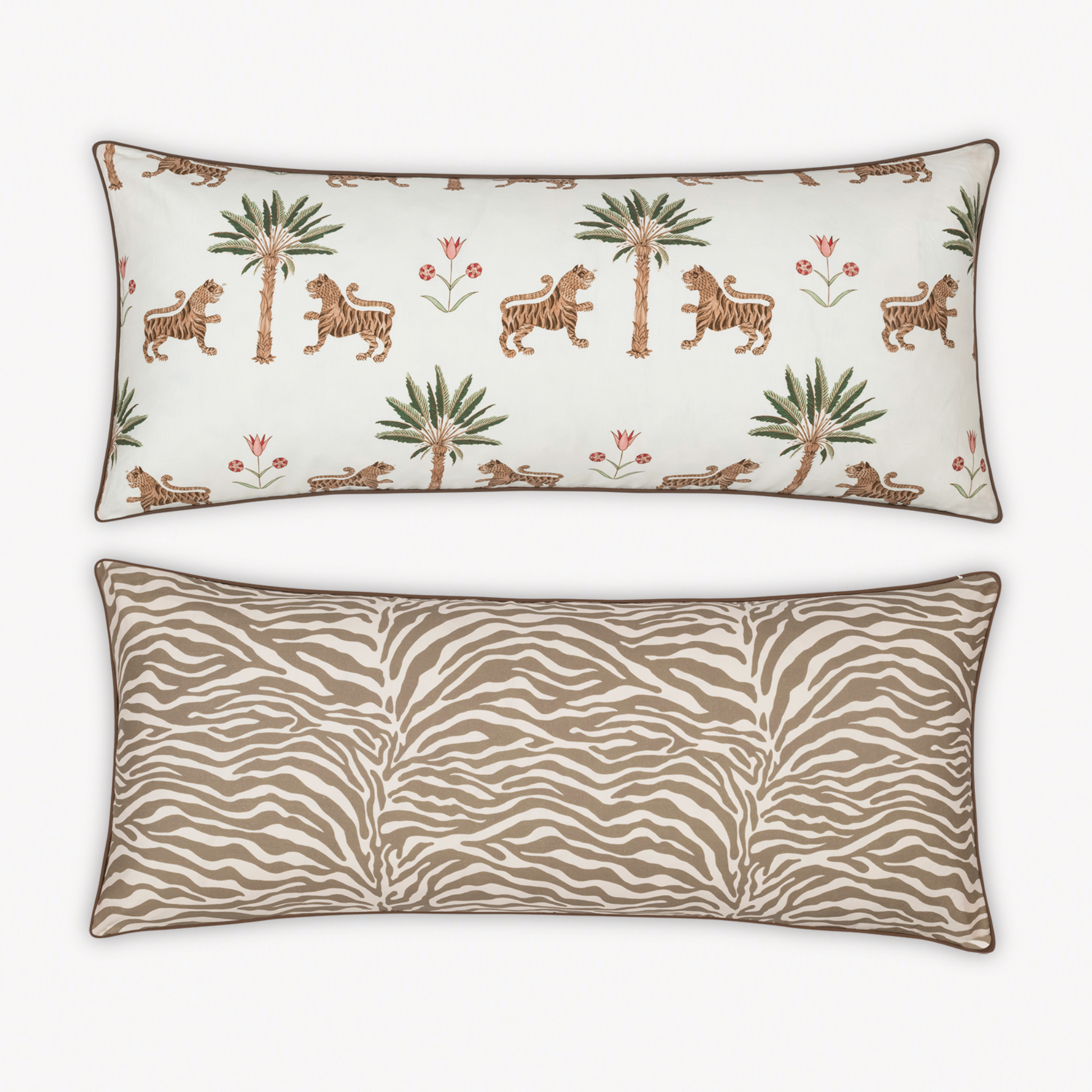 Matouk Schumacher Reversible Pillow Collection - Tiger Palm/Regine Coconut