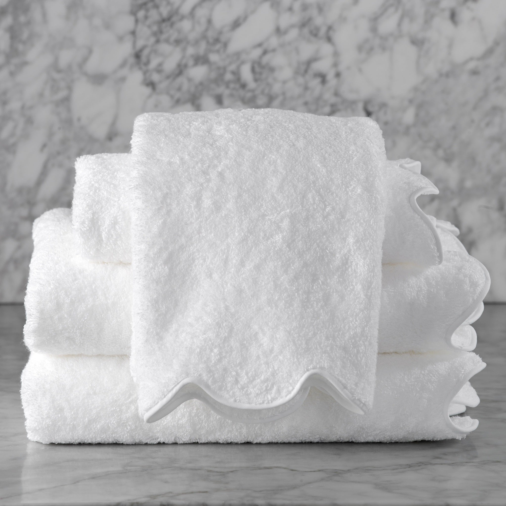 Matouk Cairo Scallop Bath Towels and Mats - Sand