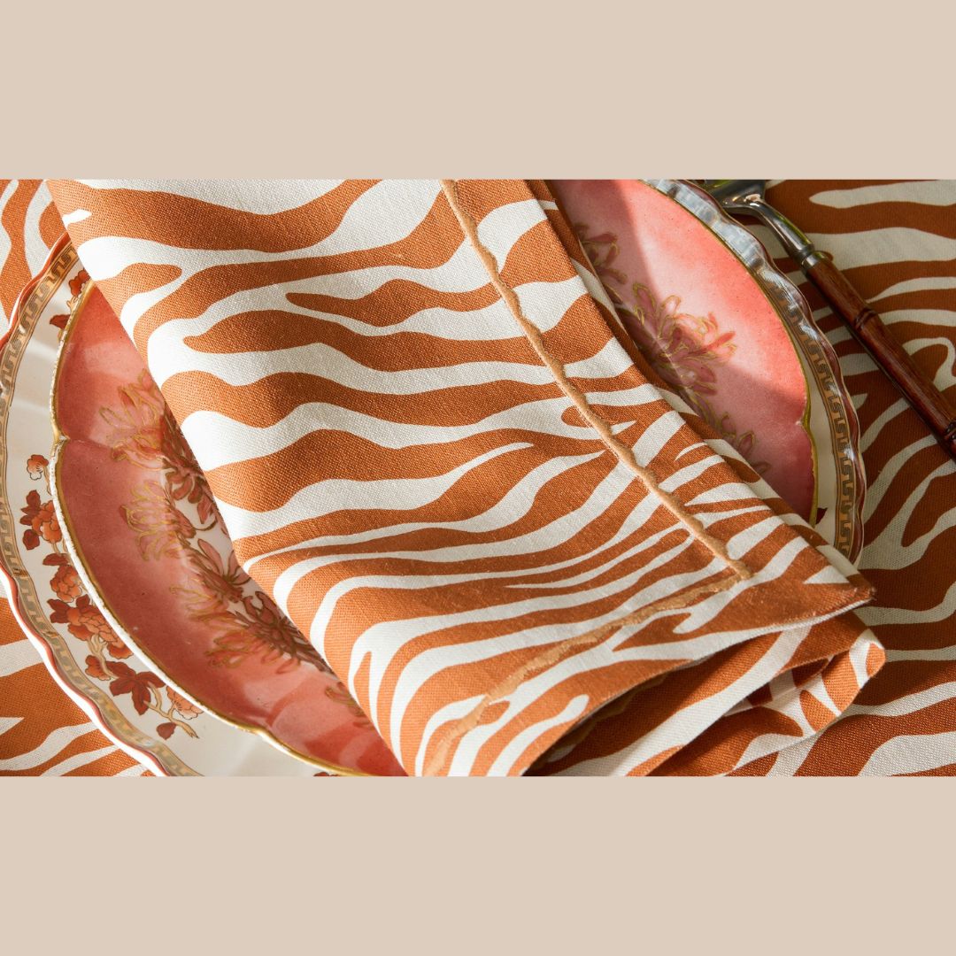 Matouk Schumacher Regine Table Linens - Persimmon