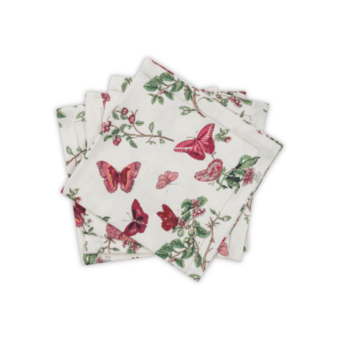 Matouk Schumacher Baudin Butterfly Table Linens - Ruby