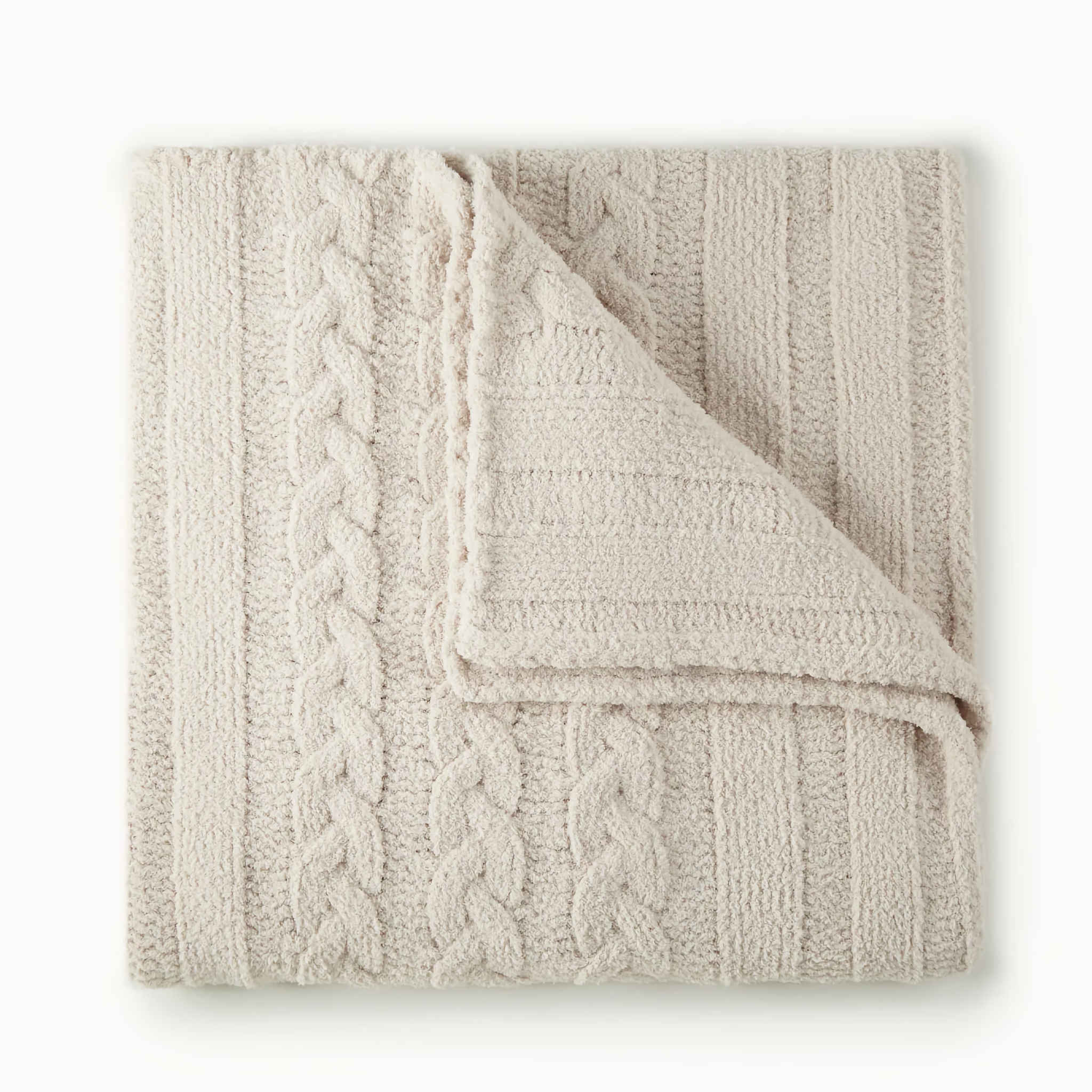 Peacock Alley Cozy Knit Throw - Linen