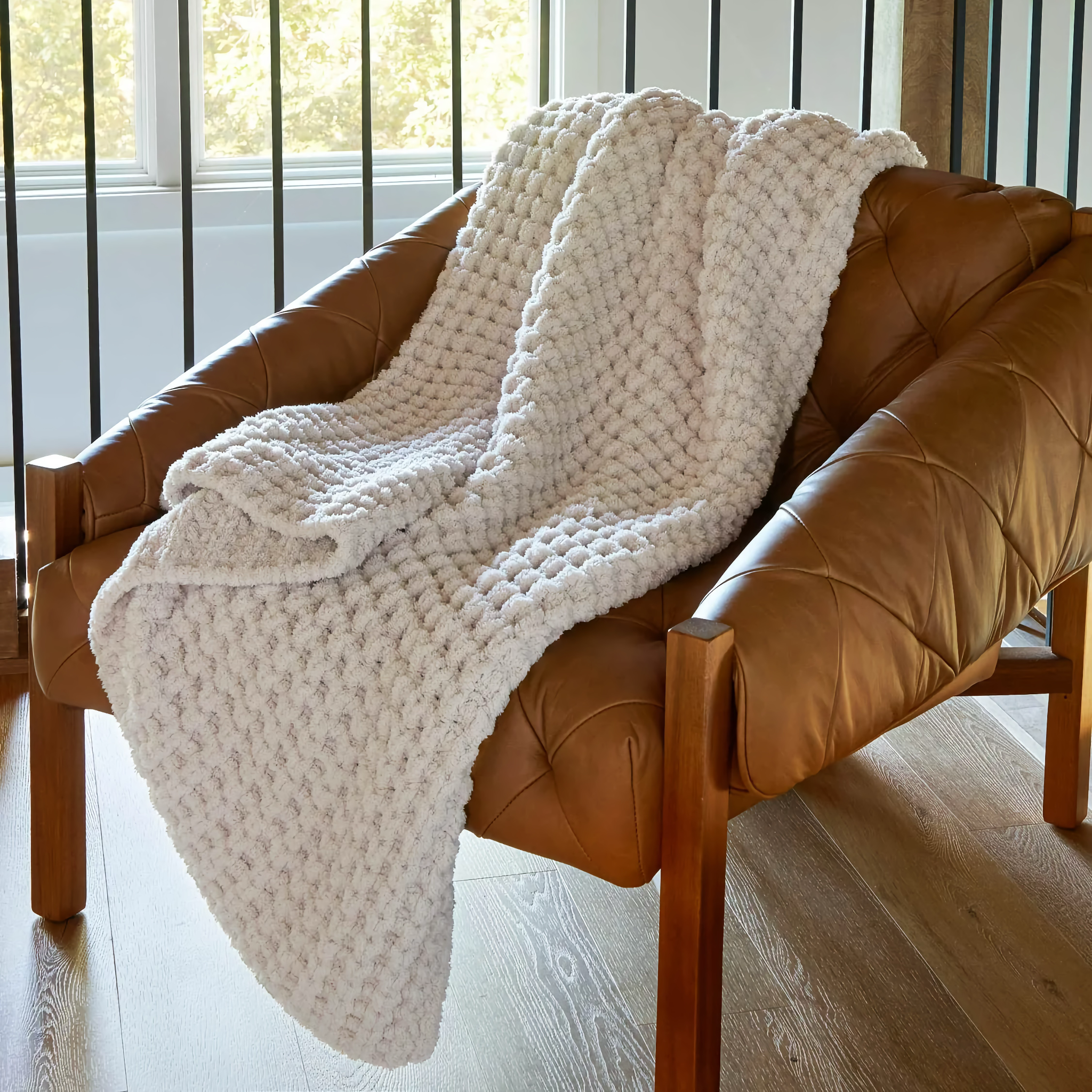 Peacock Alley Cozy Knit Throw - Linen