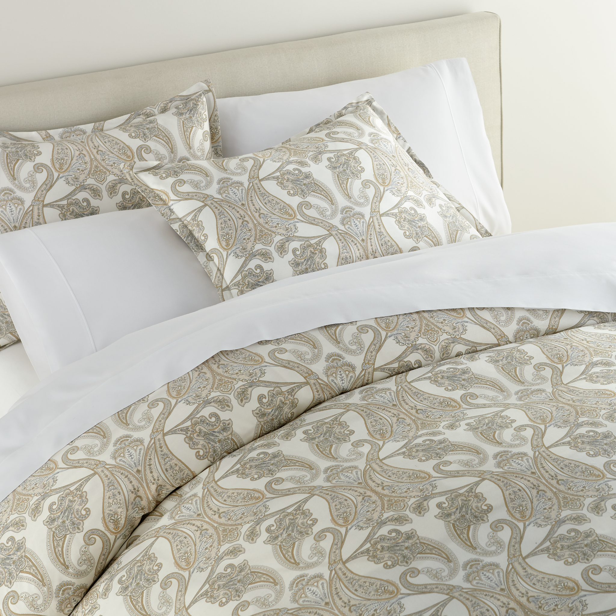 Peacock Alley Paisley Duvet Cover and Shams - Pearl
