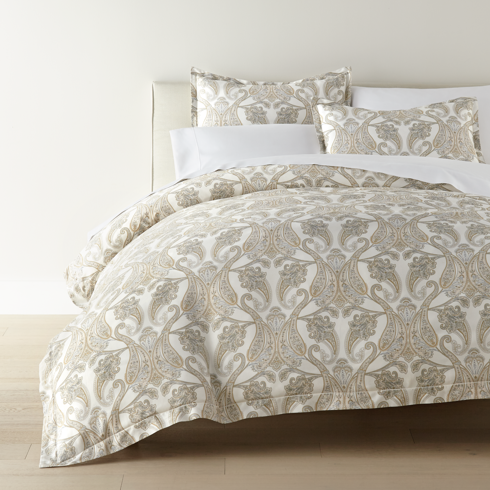 Peacock Alley Paisley Duvet Cover and Shams - Pearl