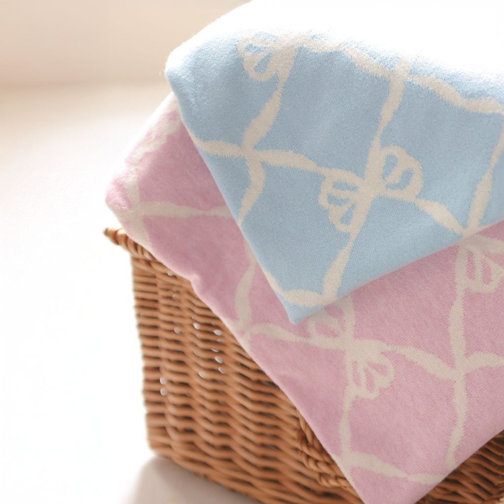 Alashan Ellis Bow Knit Baby Blanket - Dream Blue