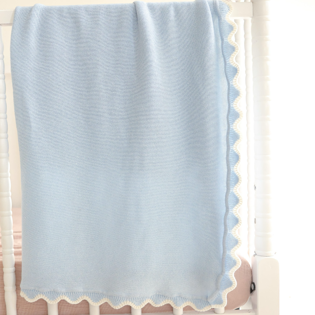 Alashan Finley Scallop Knit Baby Blanket - Rain