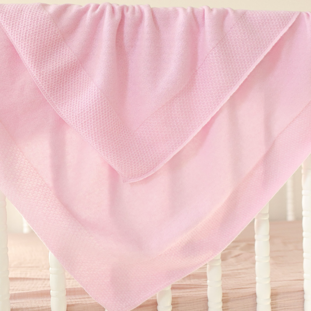 Alashan Hayden Honeycomb Edge Knit Baby Blanket - Beach Pink