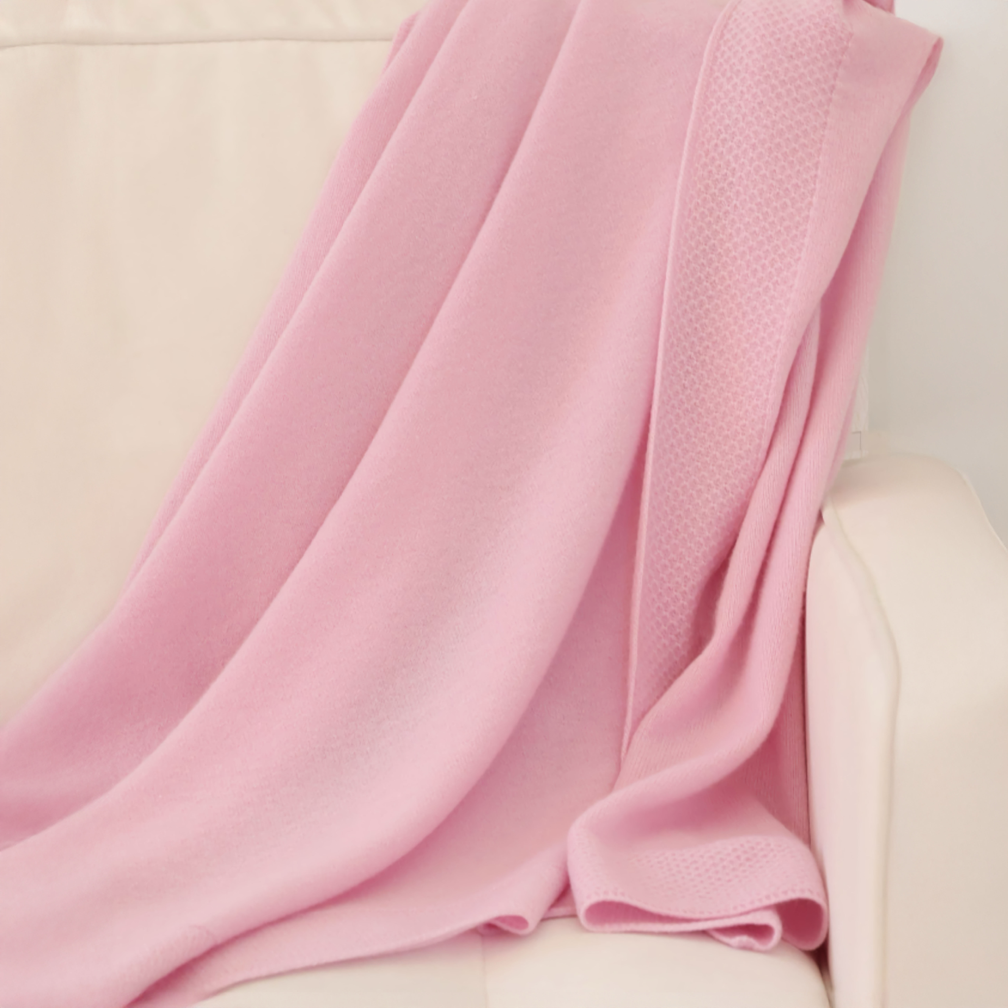 Alashan Hayden Honeycomb Edge Knit Baby Blanket - Beach Pink