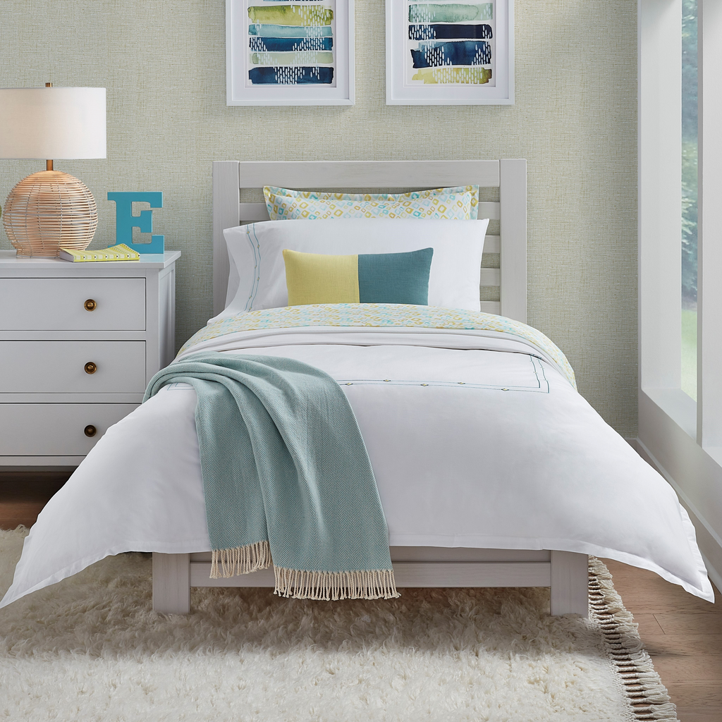 Sferra Diamantini Twin XL Bedding - White/Aqua