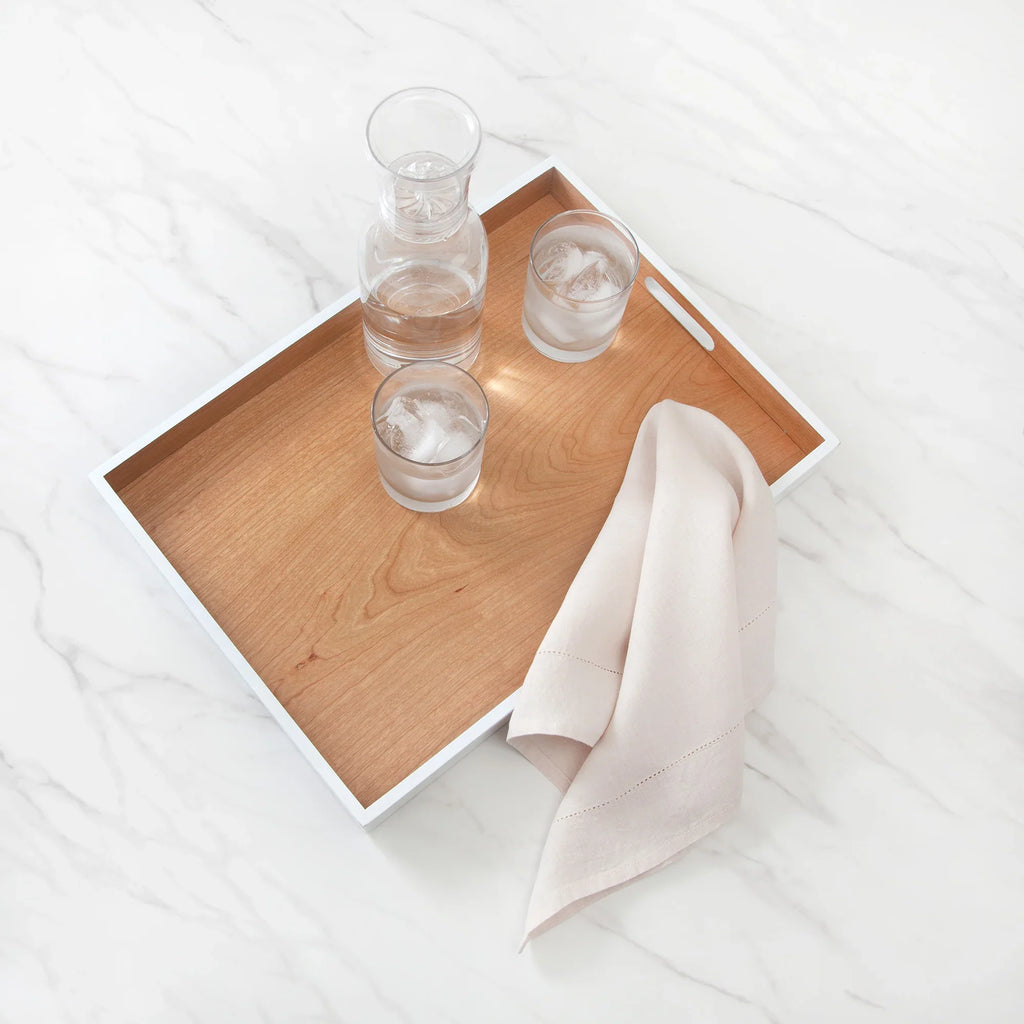 Kassatex Lacca Nesting Tray - White/Wood