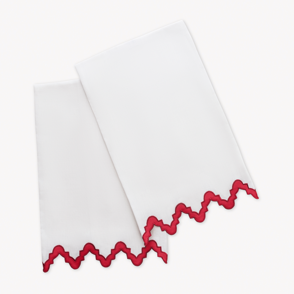 Matouk Aziza Guest Towels - Scarlet