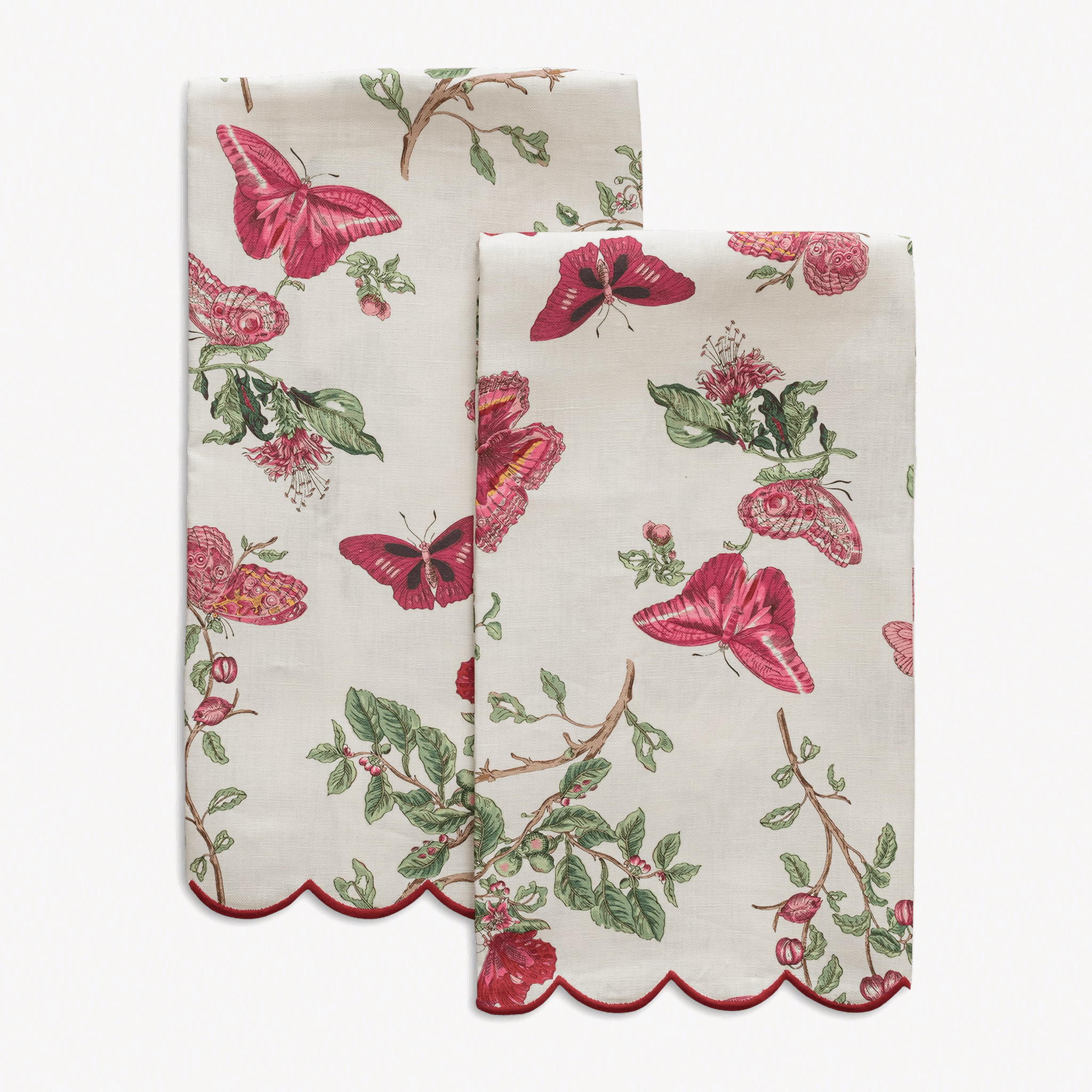 Matouk Baudin Butterfly Guest Towels - Ruby