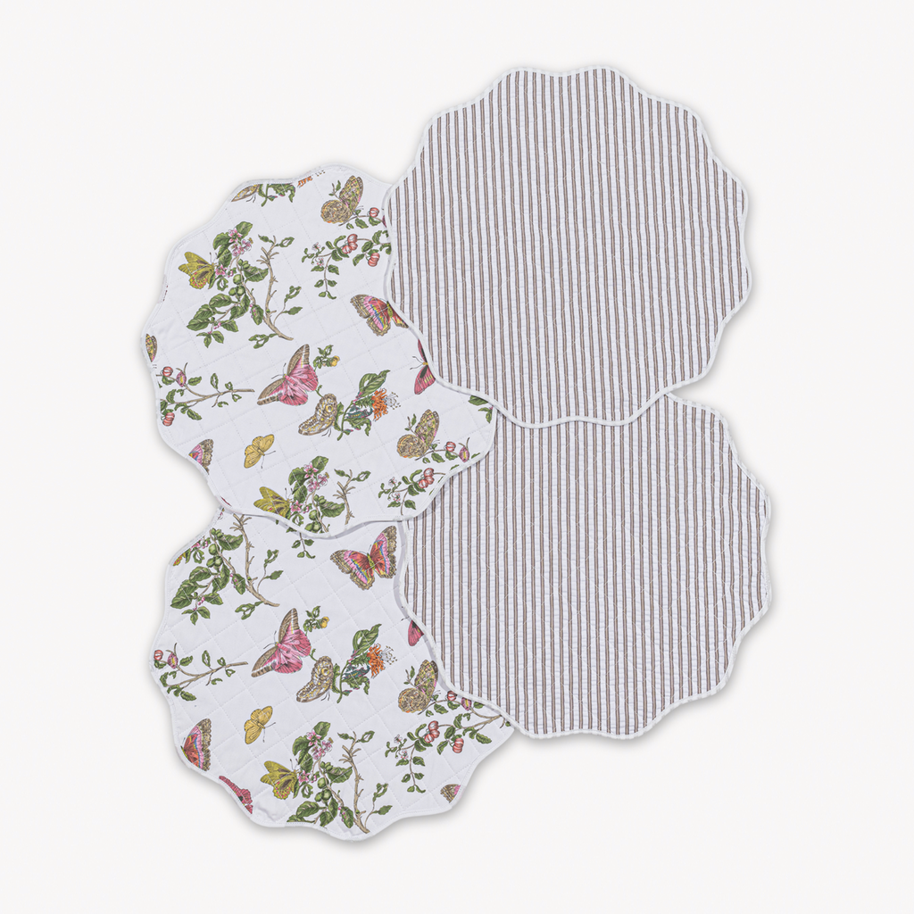 Matouk Reversible Placemat Collection - Baudin Butterfly Pink/Matteo Bark