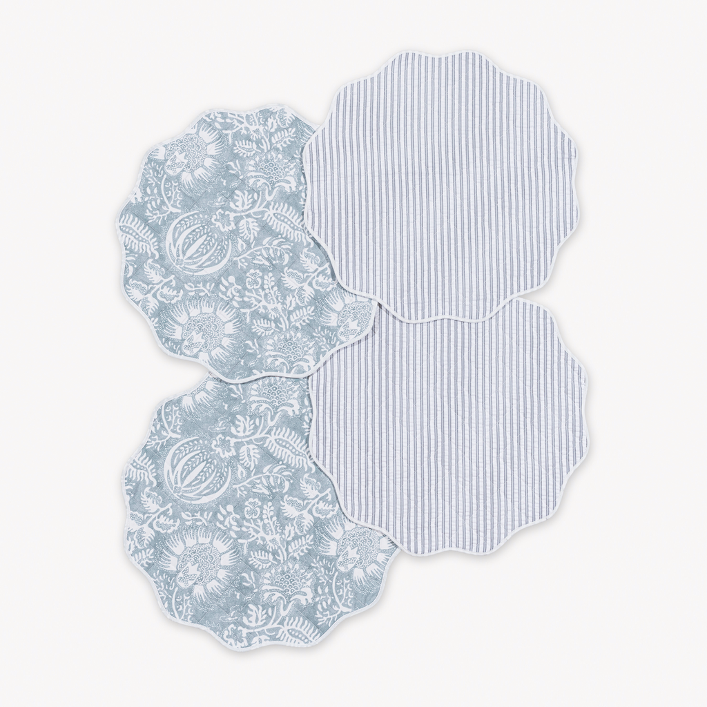 Matouk Reversible Placemat Collection - Granada Hazy Blue/Matteo Sea