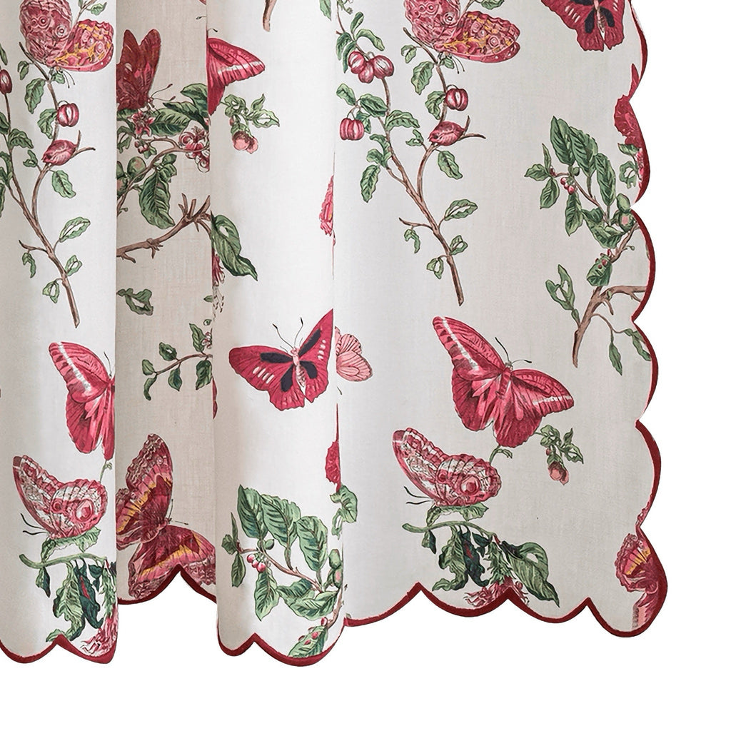Matouk Schumacher Baudin Butterfly Linen Shower Curtain - Ruby