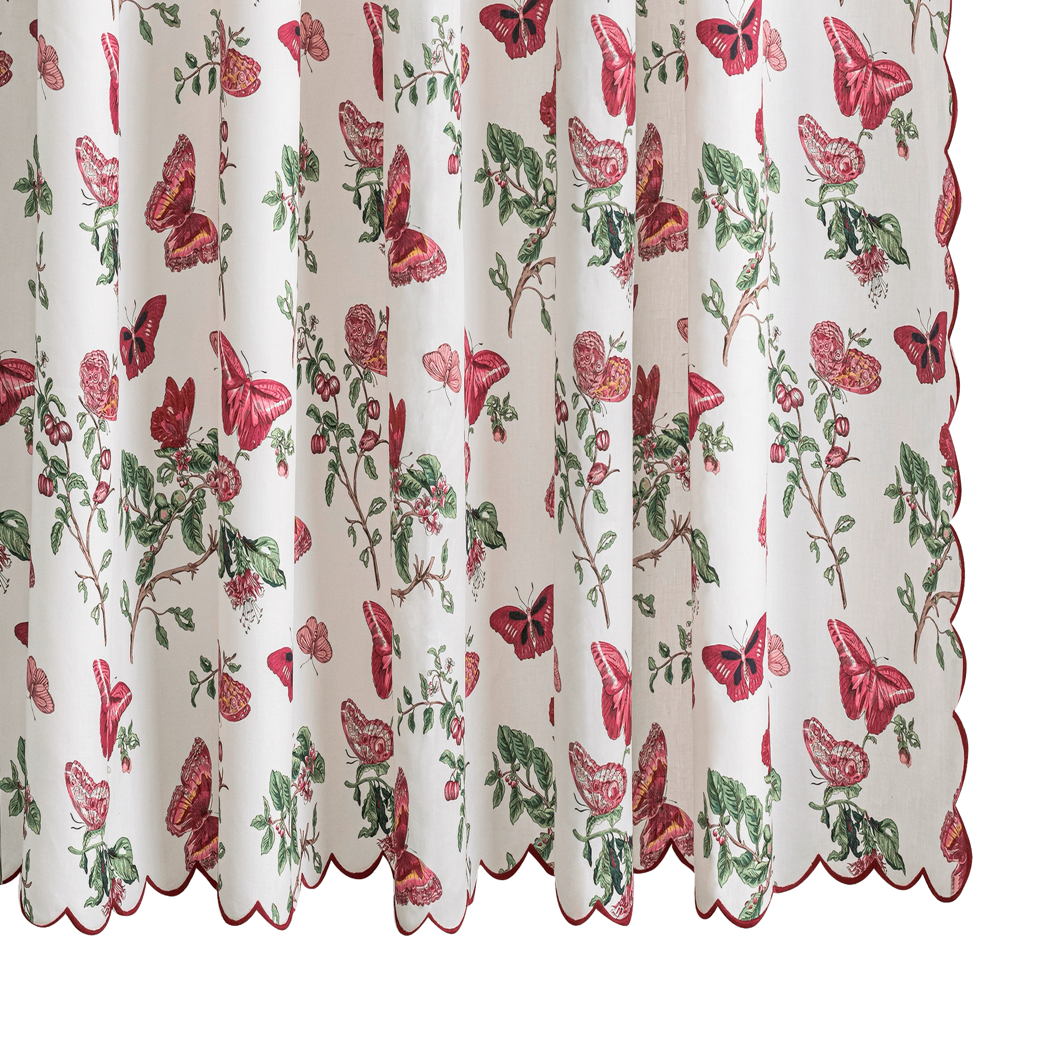 Matouk Schumacher Baudin Butterfly Linen Shower Curtain - Ruby