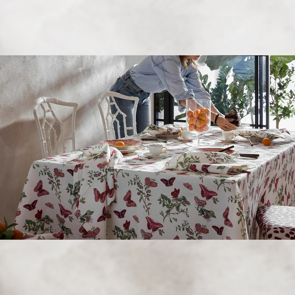 Matouk Schumacher Baudin Butterfly Table Linens - Ruby