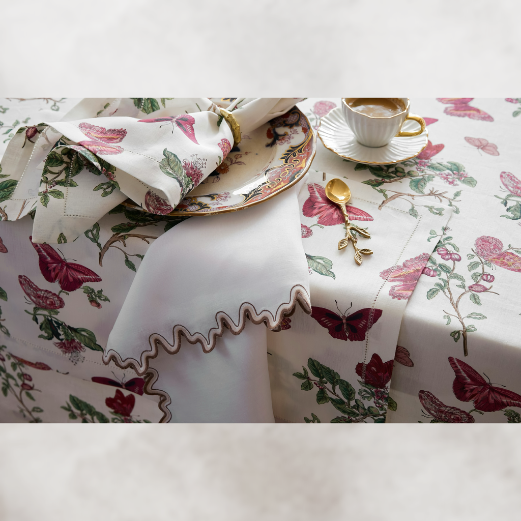 Matouk Schumacher Baudin Butterfly Table Linens - Ruby