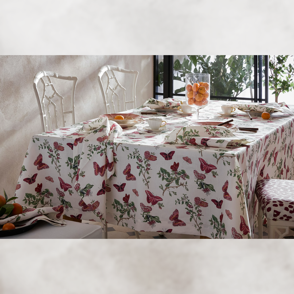 Matouk Schumacher Baudin Butterfly Table Linens - Ruby