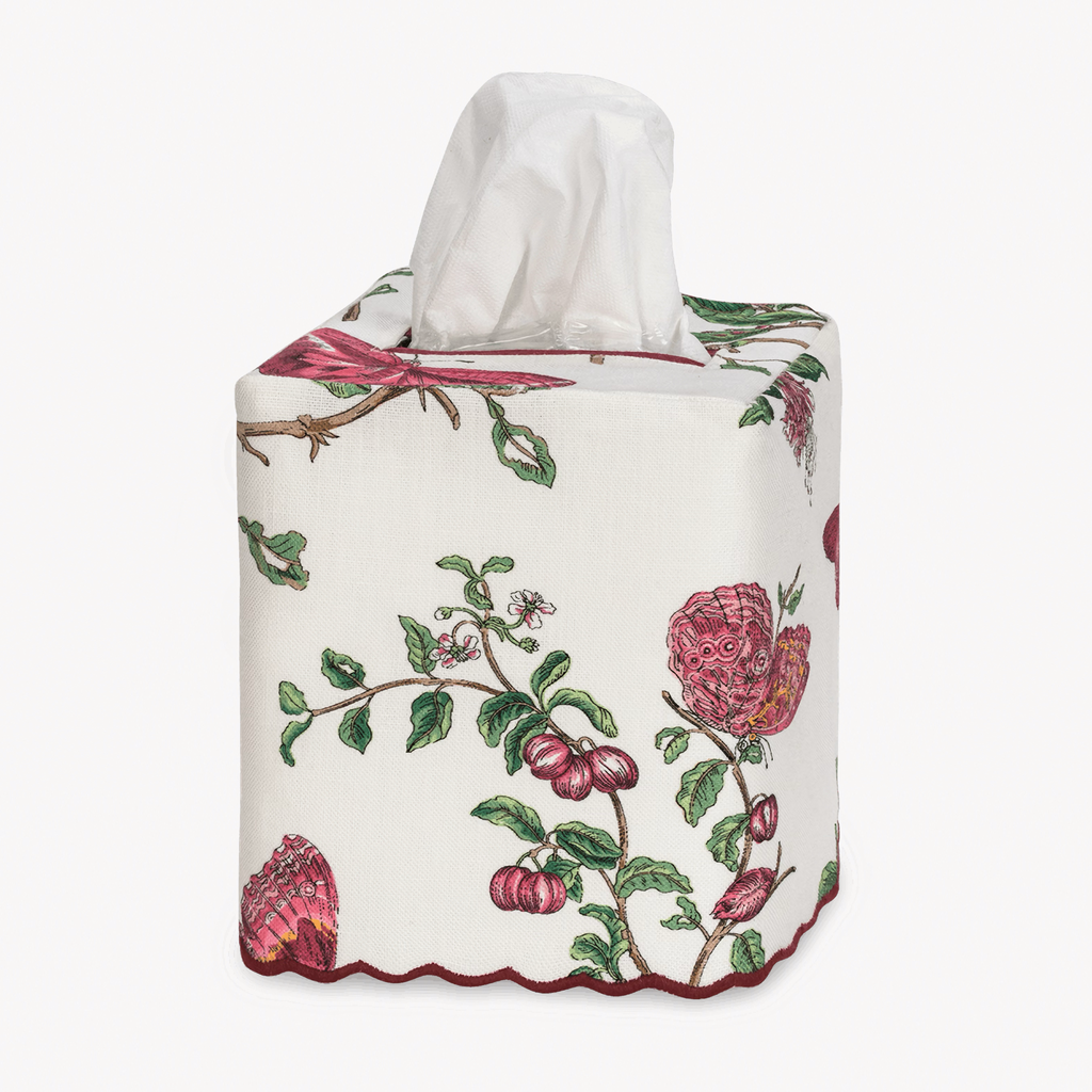 Matouk Schumacher Baudin Butterfly Tissue Box Cover - Ruby