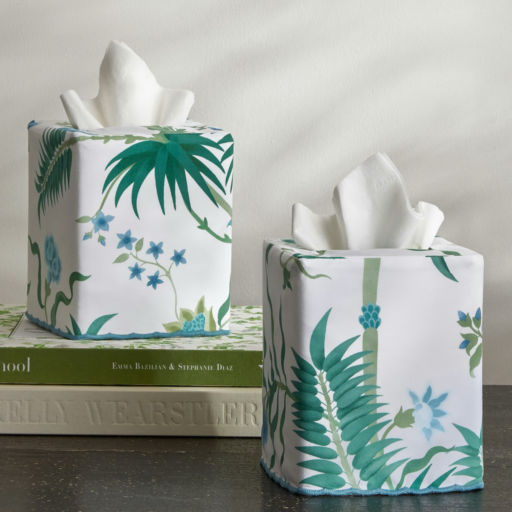 Matouk Schumacher Palmyra Tissue Box Cover - Emerald