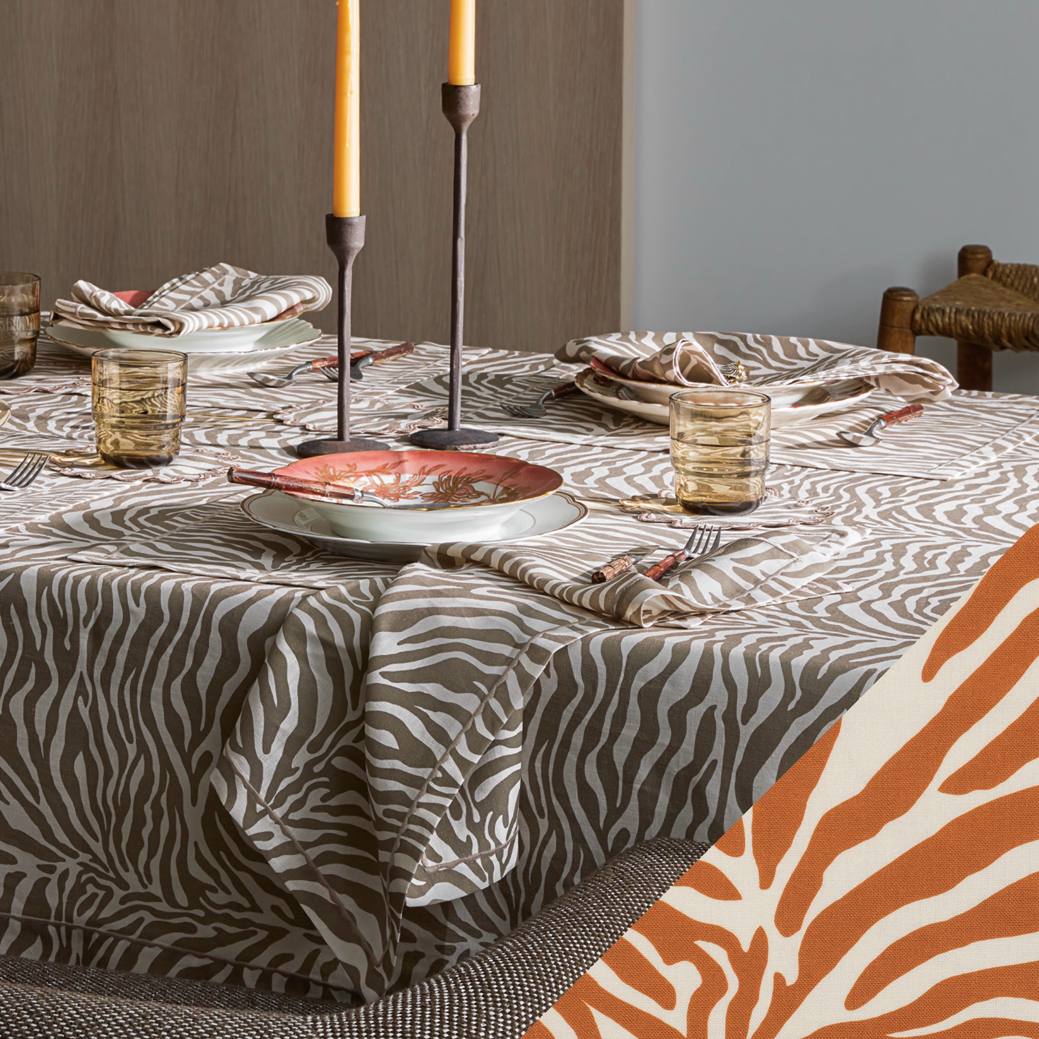 Matouk Schumacher Regine Table Linens - Persimmon