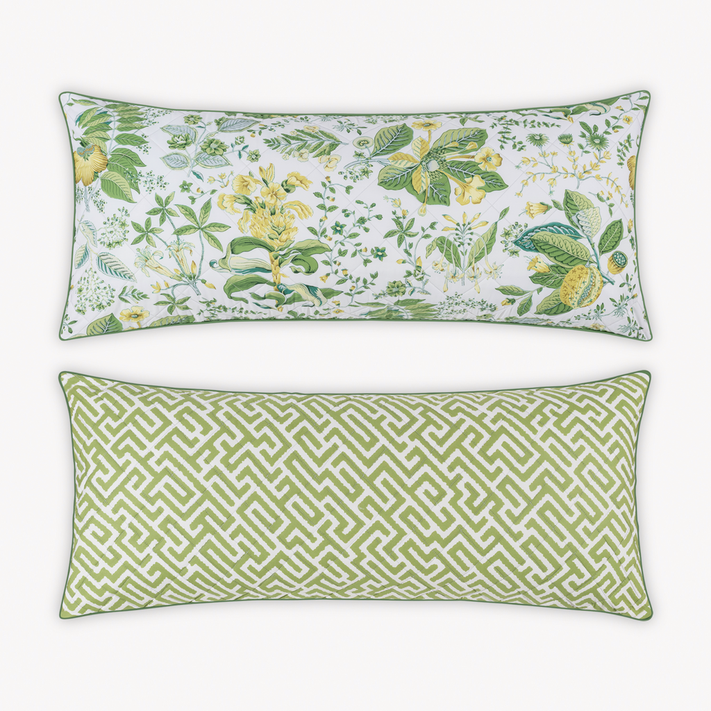 Matouk Schumacher Reversible Pillow Collection - Pomegranate Citrus/Gabriel Grass