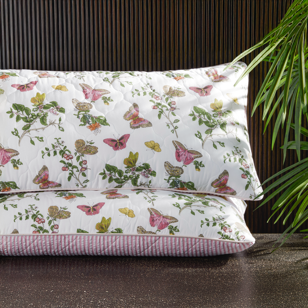 Matouk Schumacher Reversible Pillow Collection - Baudin Butterfly Pink/Matteo Peony