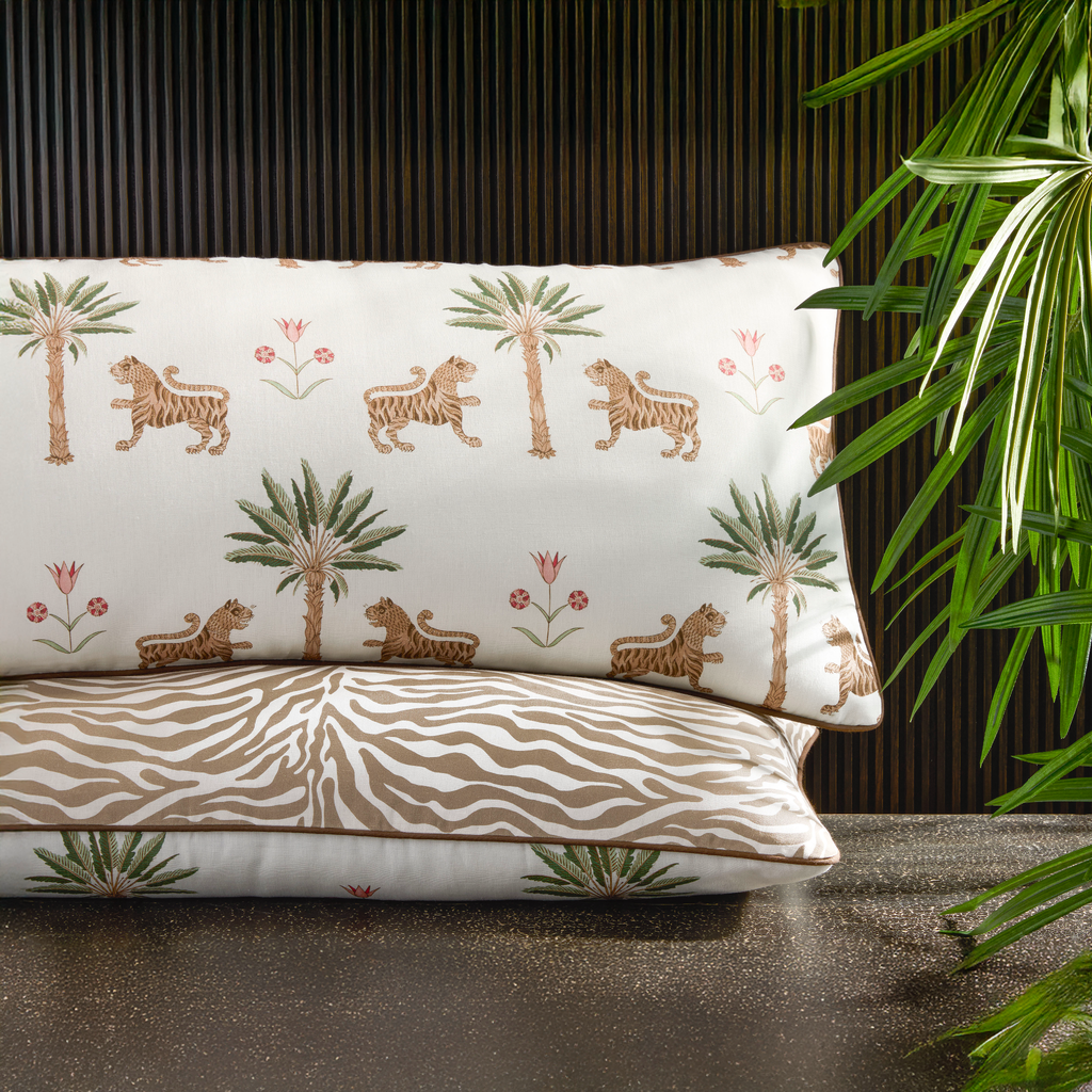 Matouk Schumacher Reversible Pillow Collection - Tiger Palm/Regine Coconut
