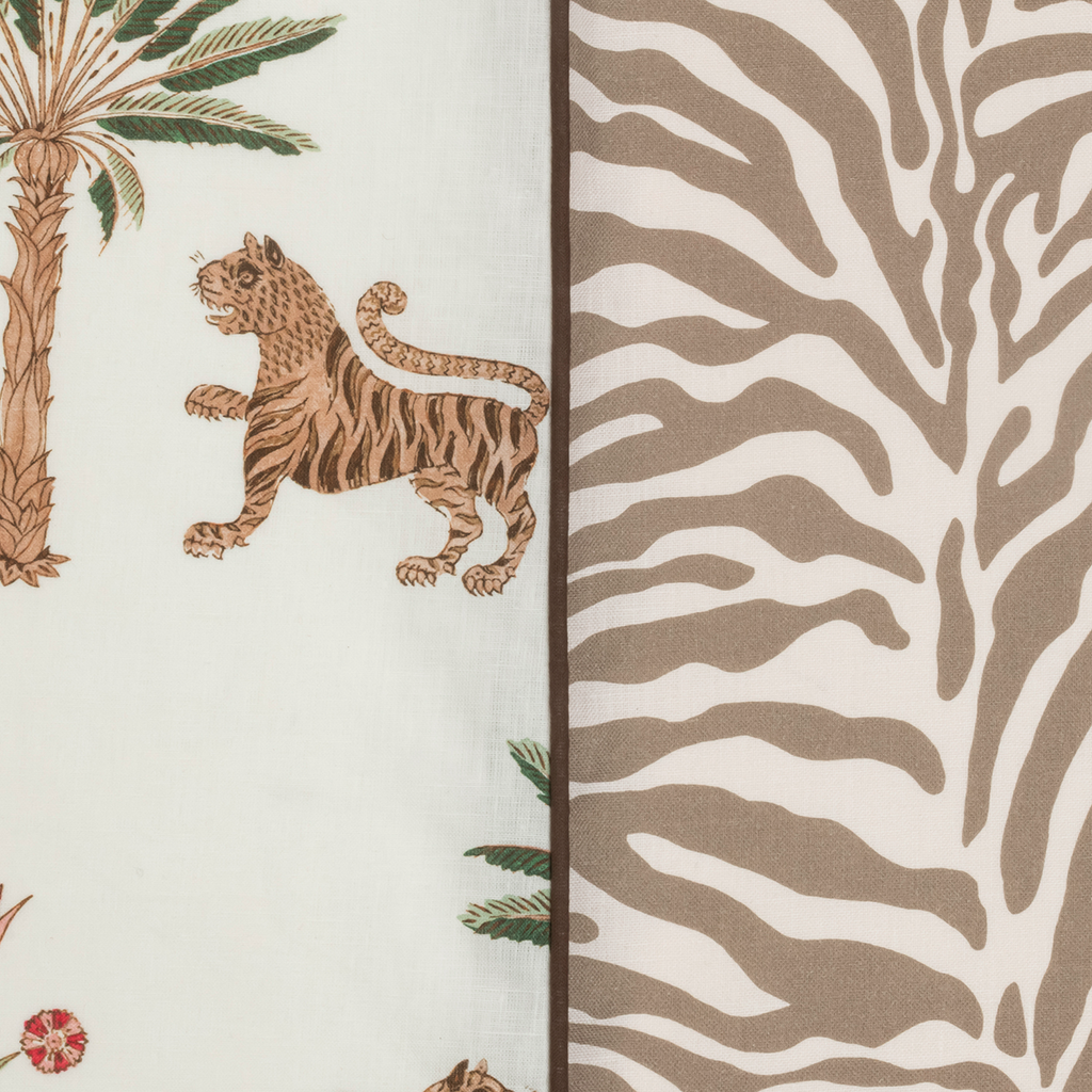 Matouk Schumacher Reversible Pillow Collection - Tiger Palm/Regine Coconut