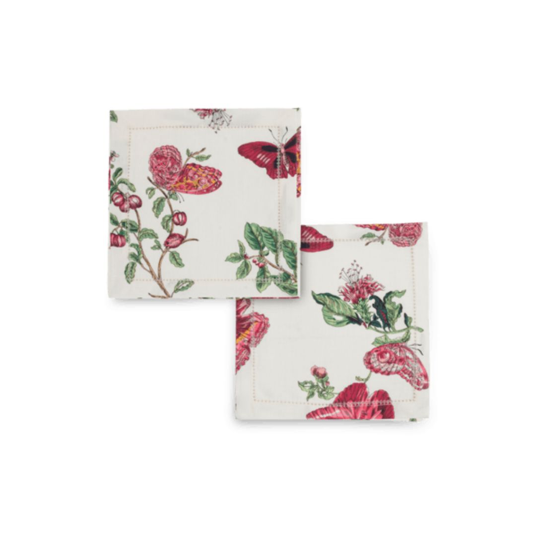 Matouk Schumacher Baudin Butterfly Table Linens - Ruby