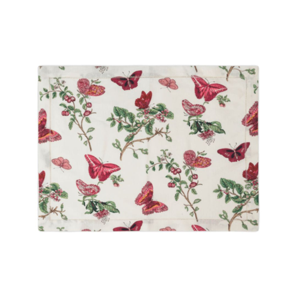 Matouk Schumacher Baudin Butterfly Table Linens - Ruby