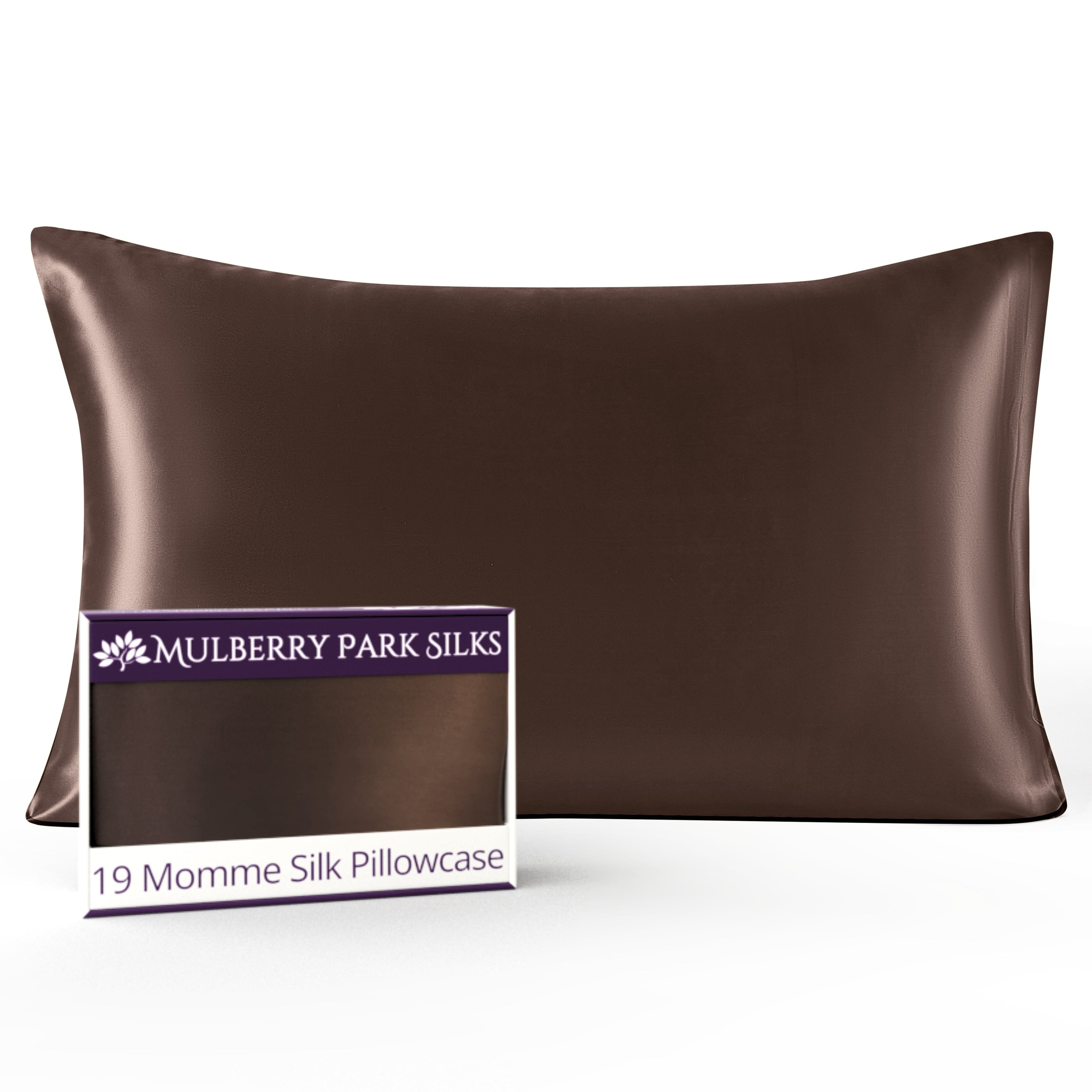 Mulberry Park Silks Luxury 19 Momme Pure Silk Pillowcase with Zipper - Chocolate