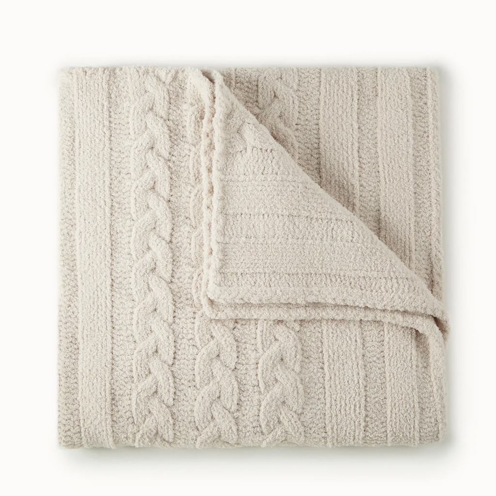 Peacock Alley Cozy Knit Throw - Linen