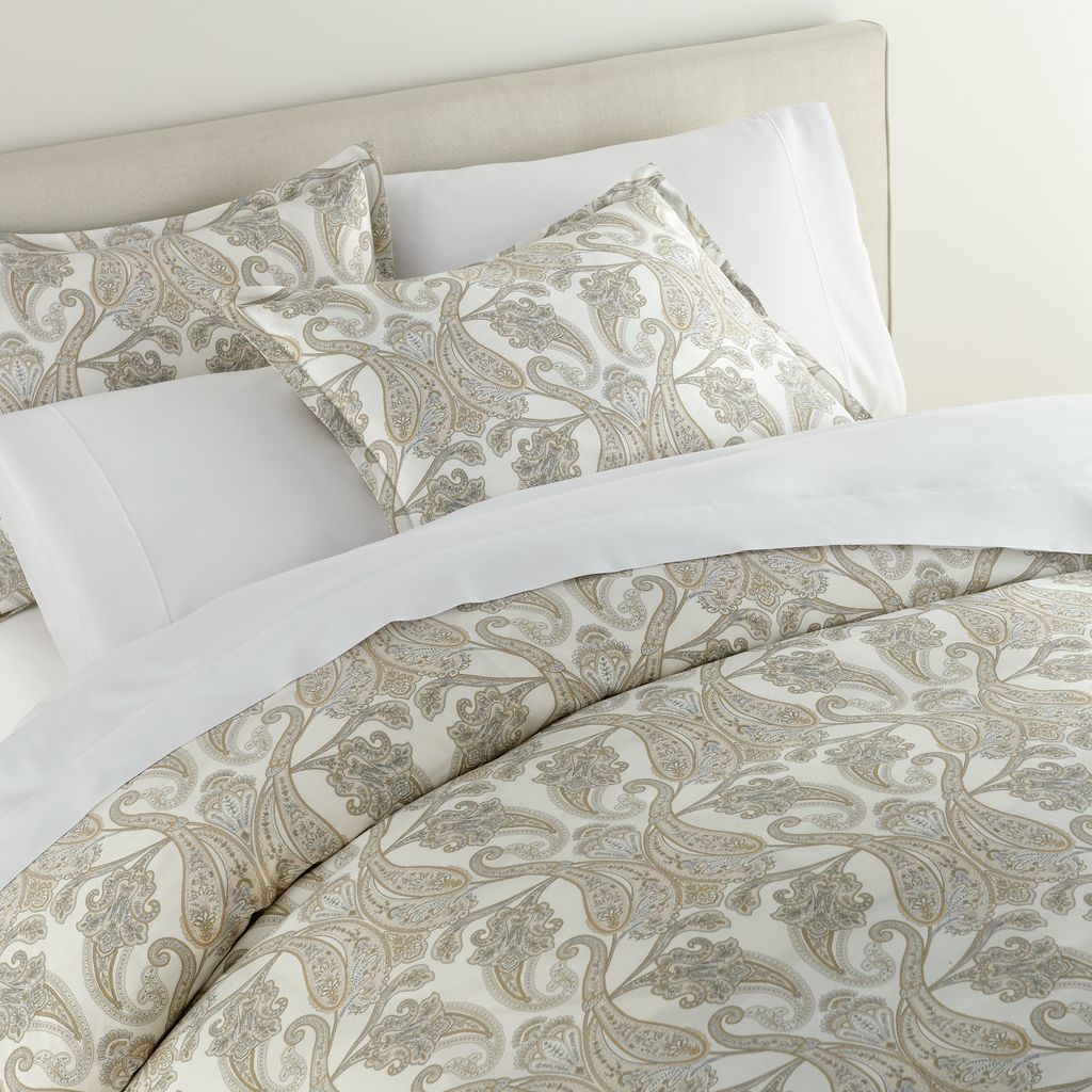 Peacock Alley Paisley Duvet Cover and Shams - Pearl