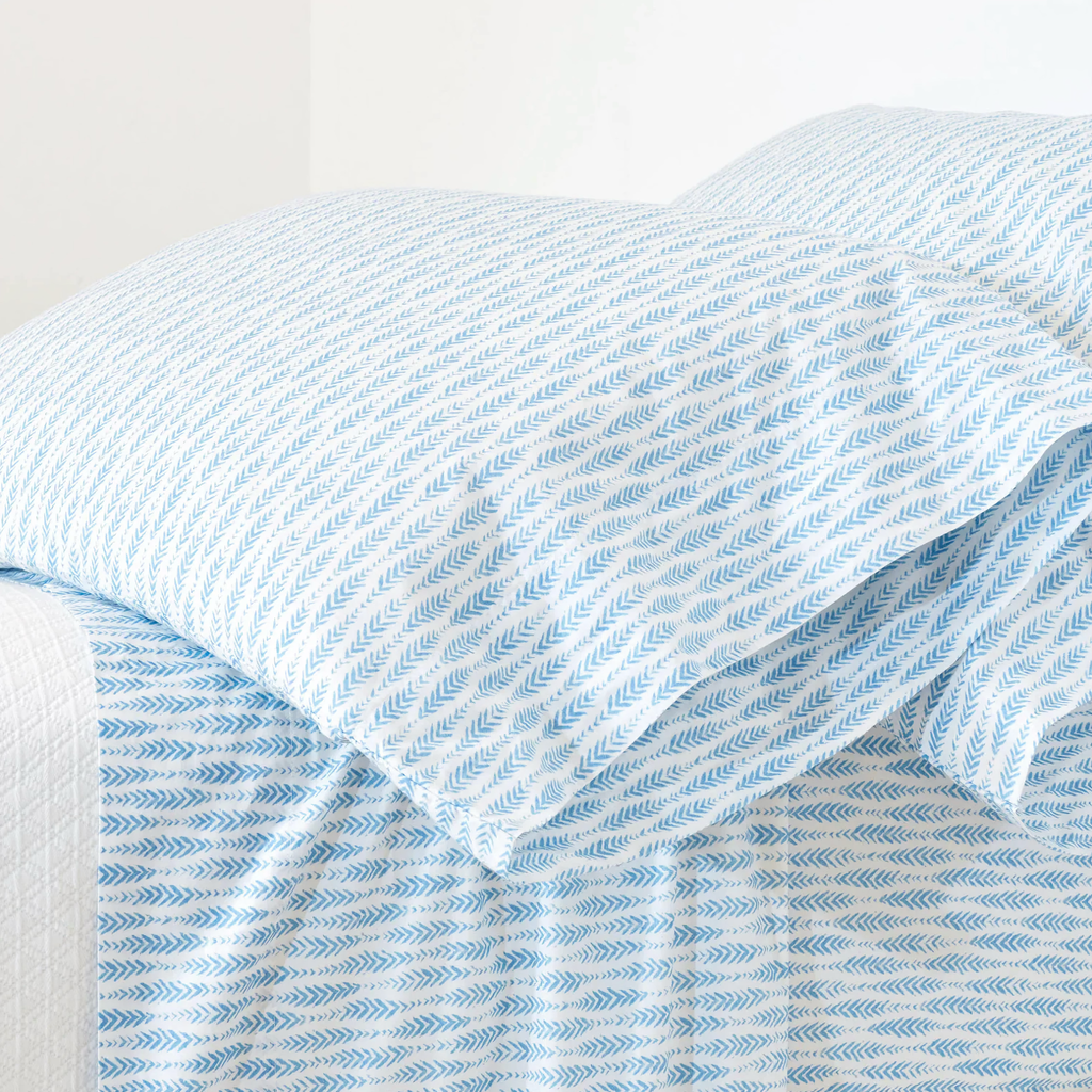 Pine Cone Hill Feather Ogee Twin XL Sheet Set - French Blue