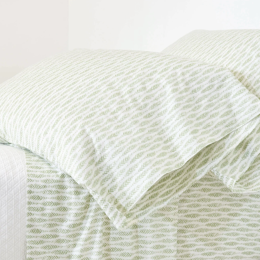 Pine Cone Hill Feather Ogee Sheet Set - Sage