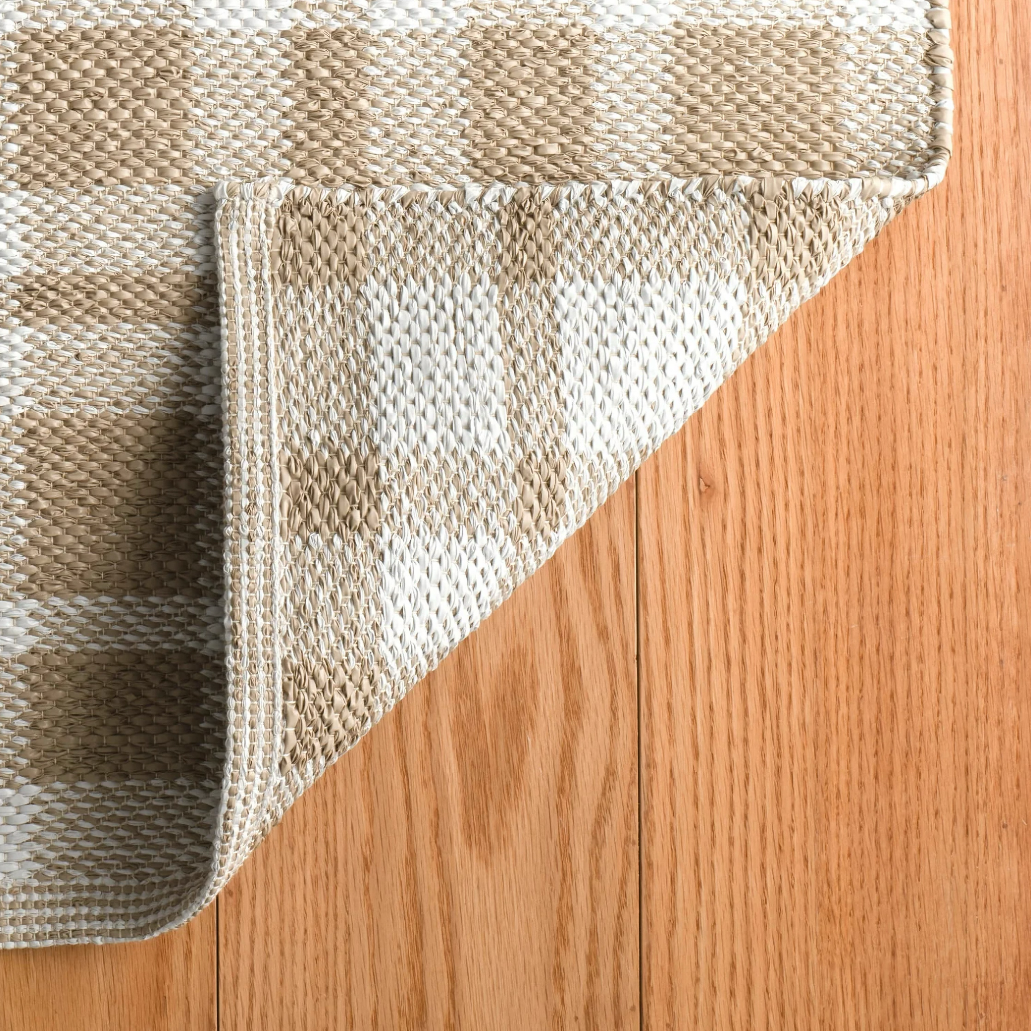 Pine Cone Hill Tattersall Handwoven Indoor/Outdoor Rug - Khaki