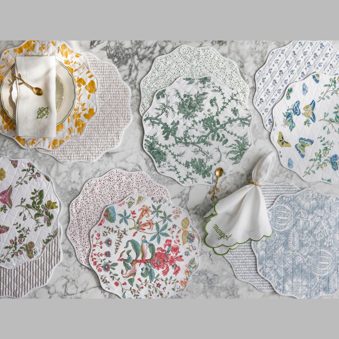 Matouk Reversible Placemat Collection - Alexandra Goldenrod/Matteo Natural