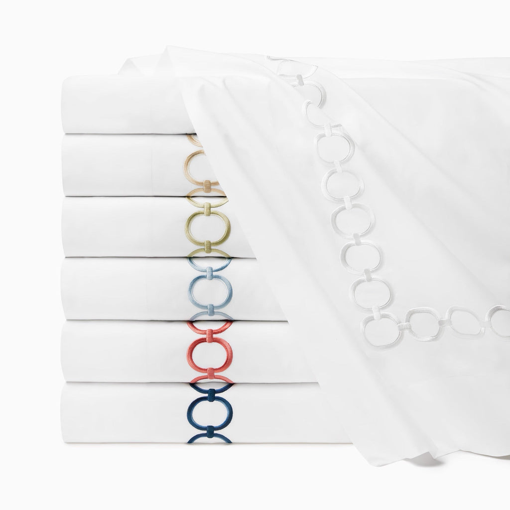 Sferra Catena Bedding - White/Persimmon